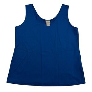 Travelers by Chico's Blue Liquid Knit Sleeveless Tank Top Blouse Sz L (Chicos 2)